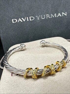 David Yurman Sterling Silver Bracelet with Gold and Silver Accents